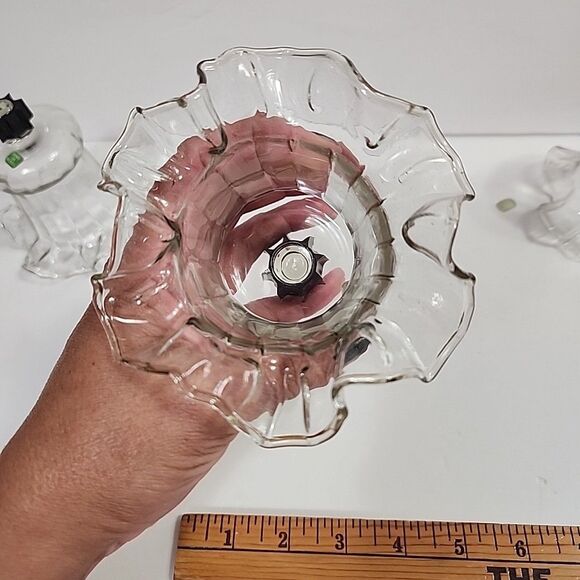 (4) Hand Blown Crystal Peg Votive Ruffled Cups Candle/Light Cover 1203-BL - Picture 7 of 10